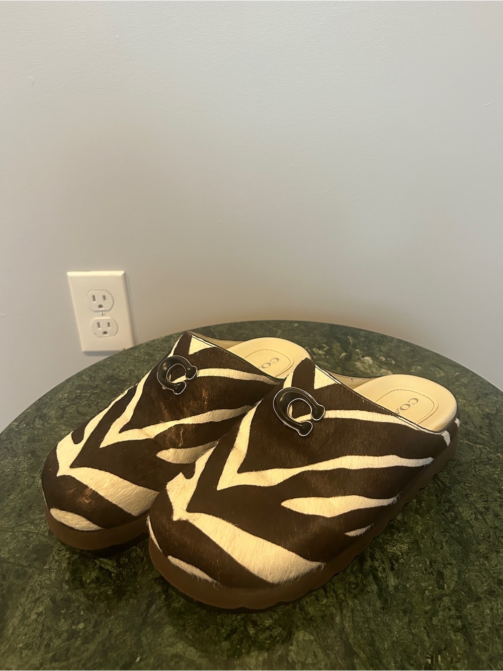 Coach Zebra Calfhair Mules
